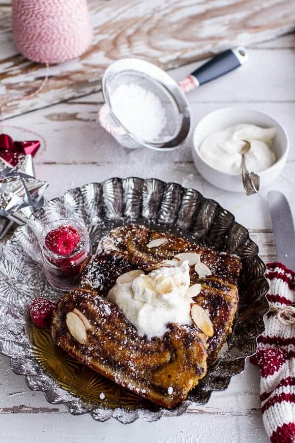 Eggnog Chocolate Marzipan Babka French Toast | halfbakedharvest.com @hbharvest