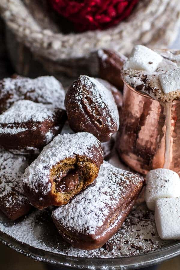 Gingerbread Surprise Beignets with Spiced Mocha Hot Chocolate | halfbakedharvest.com @hbharvest