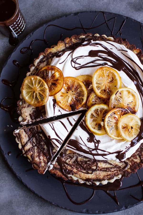 Chocolate Fudge Swirled Lemon Ricotta Tart | halfbakedharvest.com