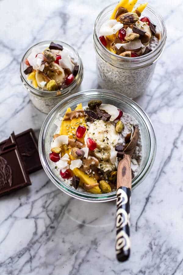 Coconut Almond Cream Chia Pudding with Superfoods + Dark Chocolate | halfbakedharvest.com @hbharvest