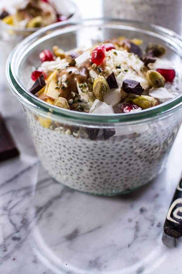 Coconut Almond Cream Chia Pudding with Superfoods + Dark Chocolate | halfbakedharvest.com @hbharvest