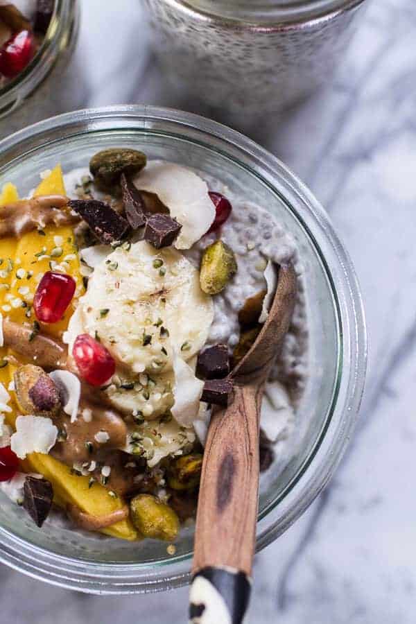 Coconut Almond Cream Chia Pudding with Superfoods + Dark Chocolate | halfbakedharvest.com @hbharvest