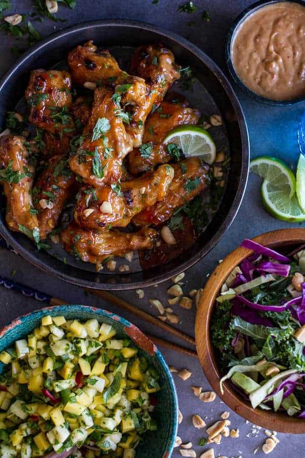 Thai Peanut Chicken Wings with Fiery Pineapple-Jalapeño Salsa | halfbakedharvest.com @hbharvest