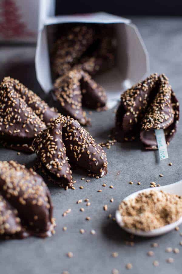 Chocolate Covered Toasted Sesame Fortune Cookies | halfbakedharvest.com @hbharvest