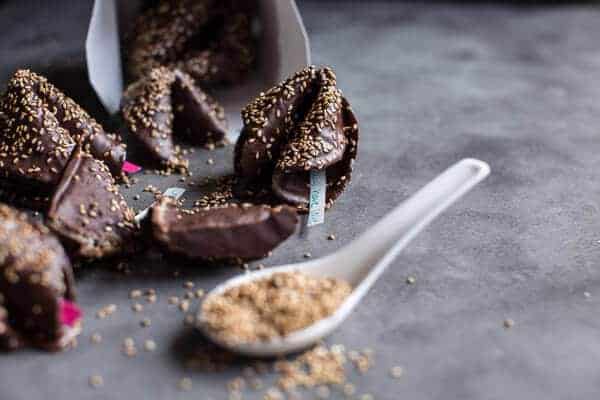 Chocolate Covered Toasted Sesame Fortune Cookies | halfbakedharvest.com @hbharvest