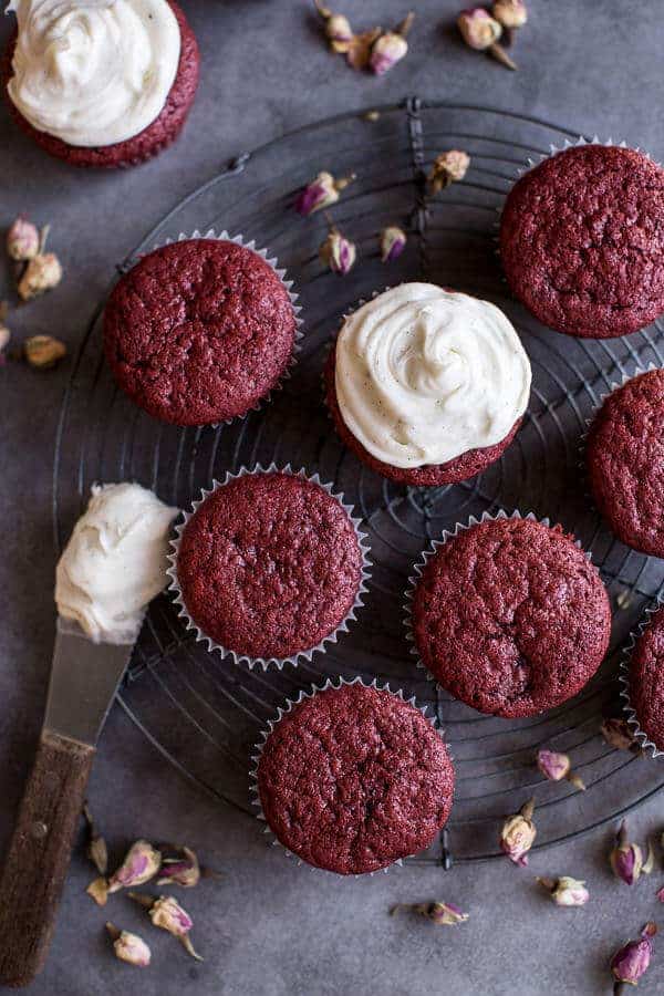 Deep Dark and Rosy, Red Velvet Cupcakes | halfbakedharvest.com @hbharvest