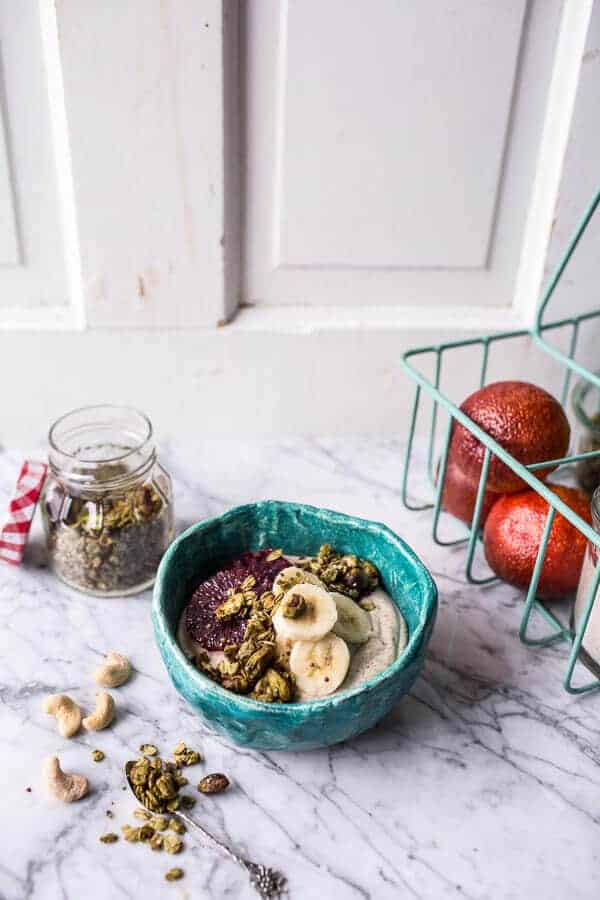 Roasted Cashew-Almond Yogurt Bowl with Stove-Top Matcha Green Tea Granola | halfbakedharvest.com @hbharvest