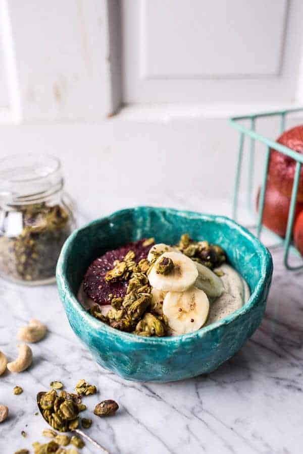 Roasted Cashew-Almond Yogurt Bowl with Stove-Top Matcha Green Tea Granola | halfbakedharvest.com @hbharvest