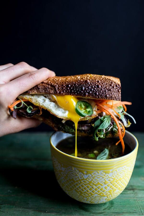 Short Rib Pho French Dip Banh Mi with Thai Basil Chimichurri | halfbakedharvest.com @ hbharvest