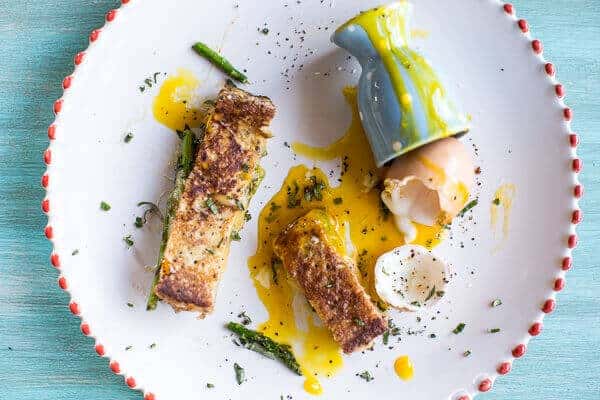 Drippy Eggs with Asparagus French Toast Grilled Cheese Soldiers | halfbakedharvest.com @hbharvest