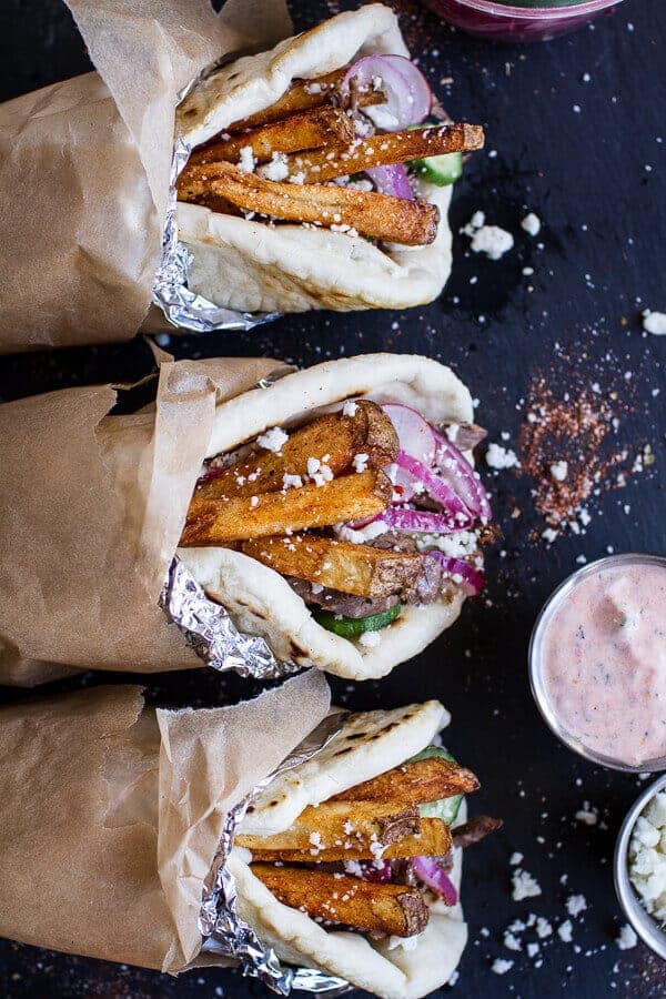 Greek Style Roasted Lamb Gyros with Harissa Spiced Tzatziki | halfbakedharvest.com @hbharvest