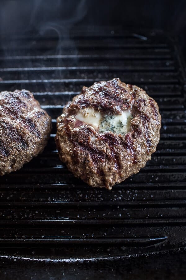 Jameson Whiskey Blue Cheese Burger with Guinness Cheese Sauce + Crispy Onions | halfbakedharvest.com @hbharvest