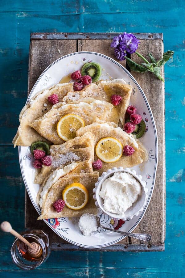 Lemon Sugar Crepes with Whipped Cream Cheese | halfbakedharvest.com @hbharvest