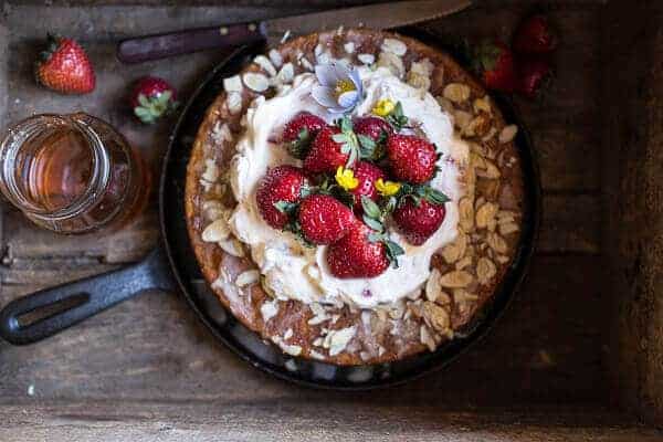 Almond Honey Cake with Strawberry Ripple Cream | halfbakedharvest.com @hbharvest