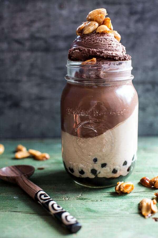 Chocolate Peanut Butter Bubble Panna Cotta with Honey Roasted Peanuts | halfbakedharvest.com @hbharvest