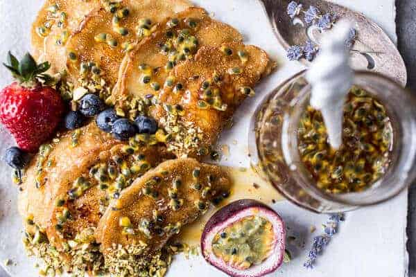 Lemon Ricotta Stuffed Syrian Pancakes with Lavender Passionfruit Syrup | halfbakedharvest.com @hbharvest