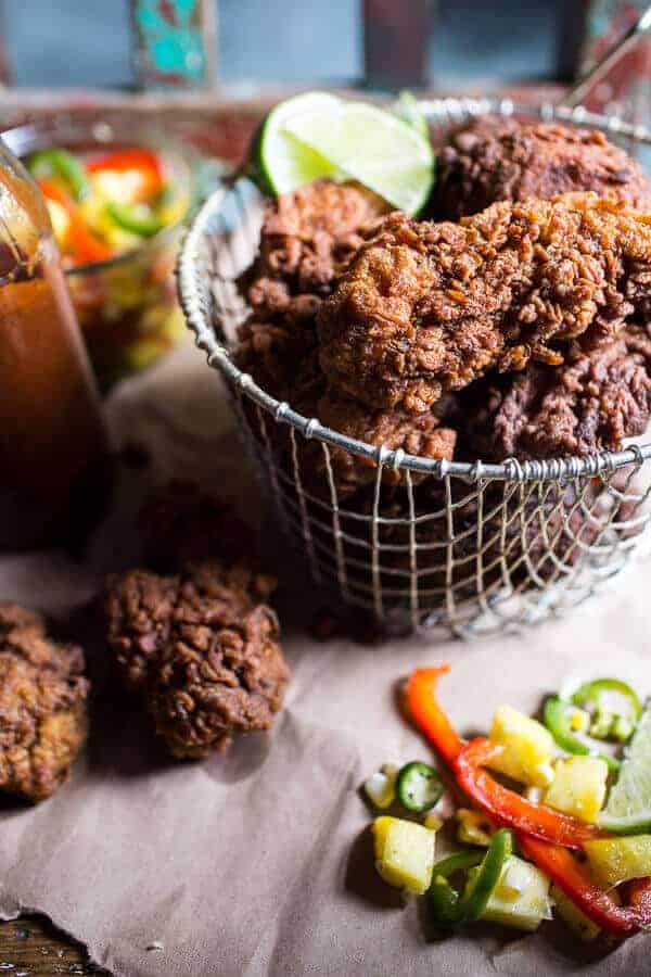 Almond Buttermilk Jamaican Fried Chicken with Rum-Pickled Pineapple Slaw | halfbakedharvest.com @hbharvest