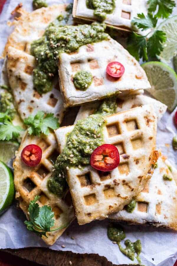 Spicy Pork Al Pastor Quesadilla with Roasted Tomatillo Salsa Verde | halfbakedharvest.com @hbharvest