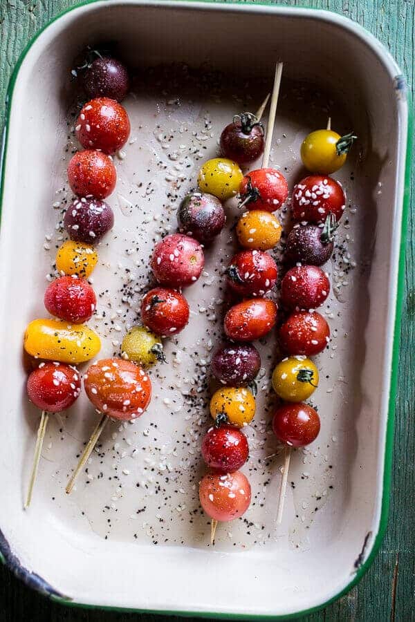 Cedar Plank Grilled Sesame Salmon with Kimchi Miso Butter and Grilled Tomatoes | halfbakedharvest.com @hbharvest