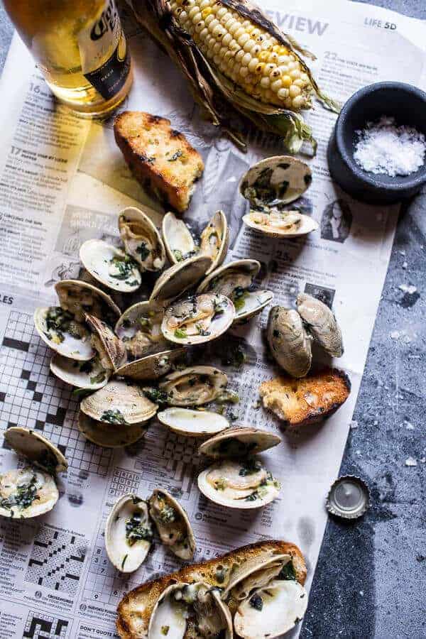 Grilled Clams with Charred Jalapeño Basil Butter | halfbakedharvest.com @hbharvest