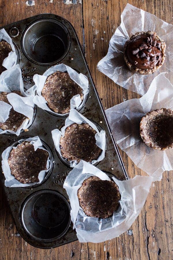 Mini Vegan No-Bake Chocolate Mocha Fudge and Coconut Tarts | halfbakedharvest.com @hbharvest