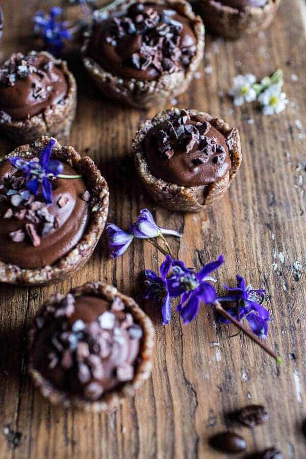 Mini Vegan No-Bake Chocolate Mocha Fudge and Coconut Tarts | halfbakedharvest.com @hbharvest