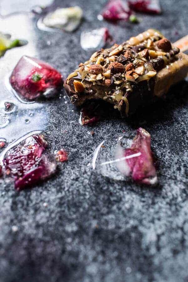 Salted Chocolate Dipped Banana Almond Pops with Malted Coconut Honey | halfbakedharvest.com @hbharvest