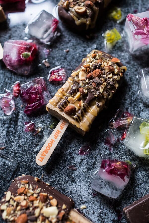 Salted Chocolate Dipped Banana Almond Pops with Malted Coconut Honey | halfbakedharvest.com @hbharvest