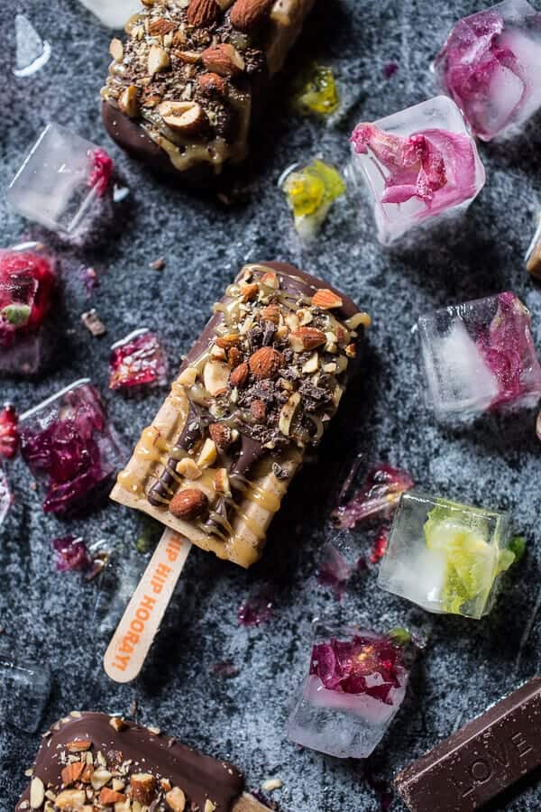 Salted Chocolate Dipped Banana Almond Pops with Malted Coconut Honey | halfbakedharvest.com @hbharvest