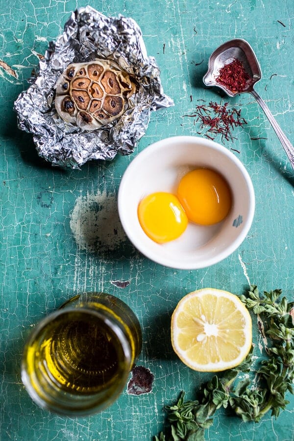 Skinny Greek Feta Fries with Roasted Garlic Saffron Aioli | halfbakedharvest.com @hbharvest