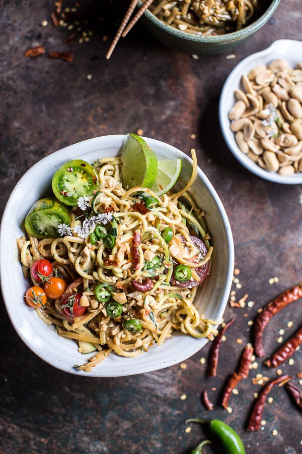 Firey Szechuan Peanut and Chili Zucchini Noodles | halfbakedharvest.com @hbharvest