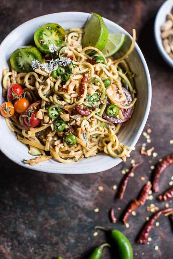 Firey Szechuan Peanut and Chili Zucchini Noodles | halfbakedharvest.com @hbharvest