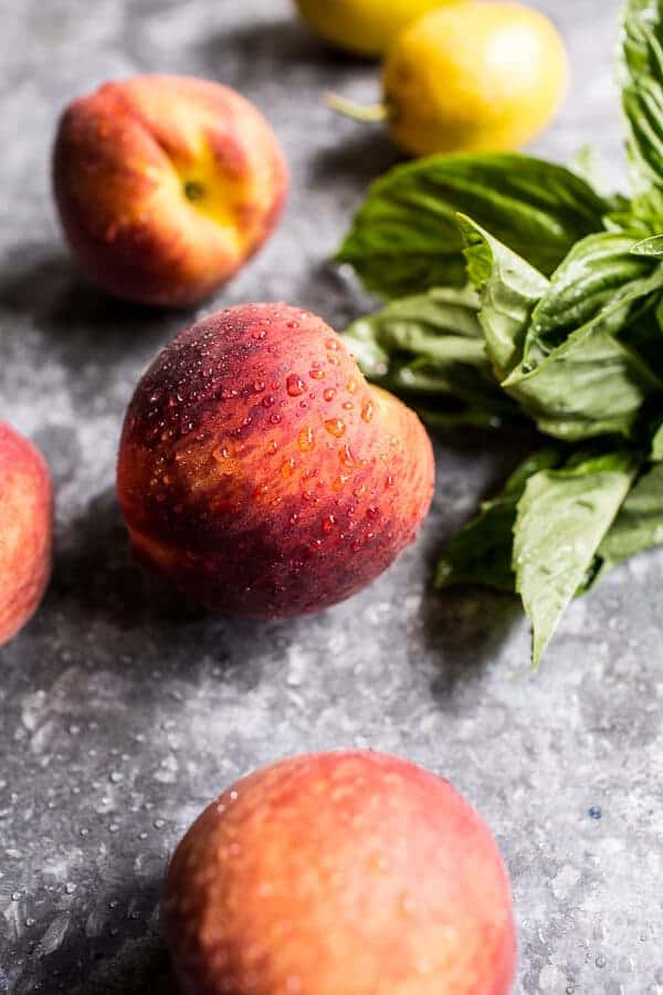 Grilled Peach and Basil Arnold Palmer…with or without Bourbon | halfbakedharvest.com @hbharevst
