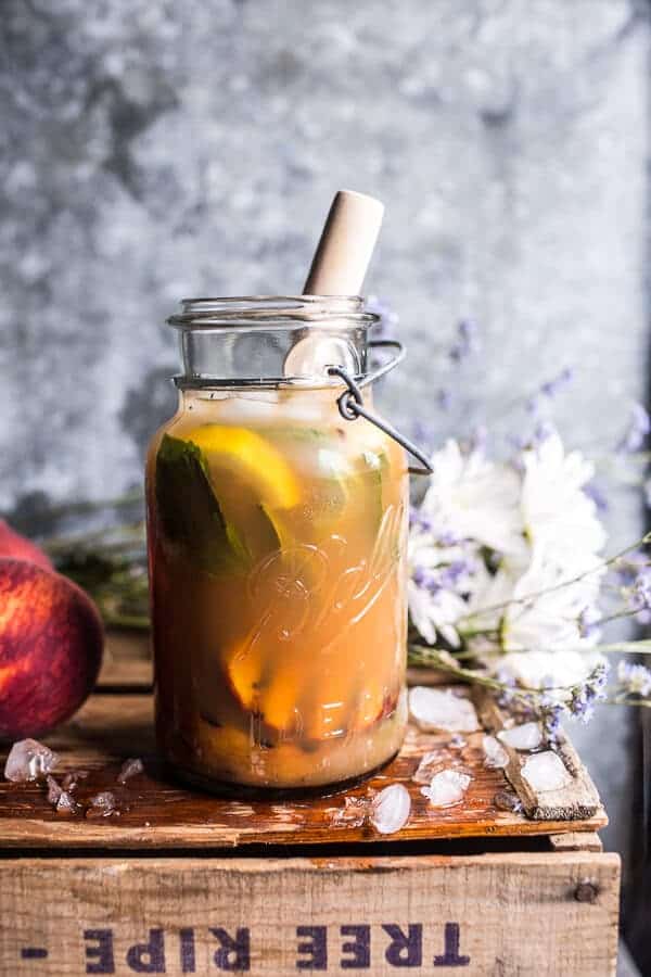 Grilled Peach and Basil Arnold Palmer…with or without Bourbon | halfbakedharvest.com @hbharevst