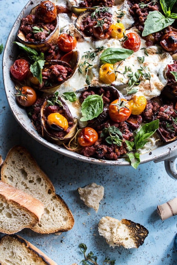 Italian Turkey and Tomato Basil Eggplant Roll Pasta Bake | halfbakedharvest.com @hbharvest