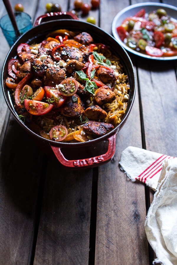 One-Pot Greek Oregano Chicken and Orzo with Tomatoes in Garlic Oil | halfbakedharvest.com @hbharvest