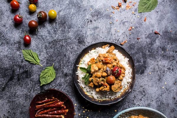 Simple Almond Chicken, Chickpea and Eggplant Curry | halfbakedharvest.com @hbharvest
