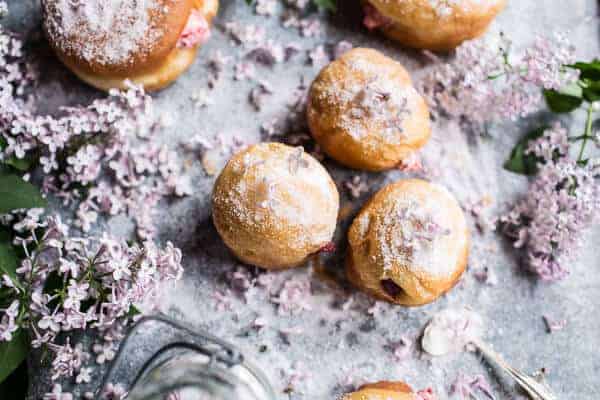 Strawberry Jelly and Vanilla Cream Brioche Doughnuts with Lilac Sugar | halfbakedharvest.com @hbharvest