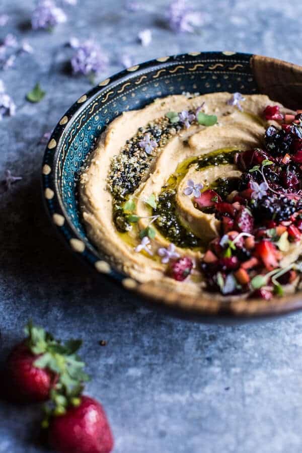 Summer Fruit Salsa and Pesto Hummus | halfbakedharvest.com @hbharvest