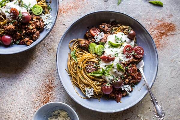 20 Minute Heirloom Tomato Basil Chicken Parmesan Bolognese | halfbakedharvest.com @hbharvest