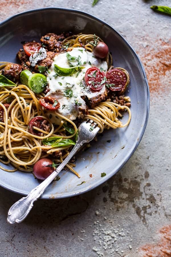 20 Minute Heirloom Tomato Basil Chicken Parmesan Bolognese | halfbakedharvest.com @hbharvest