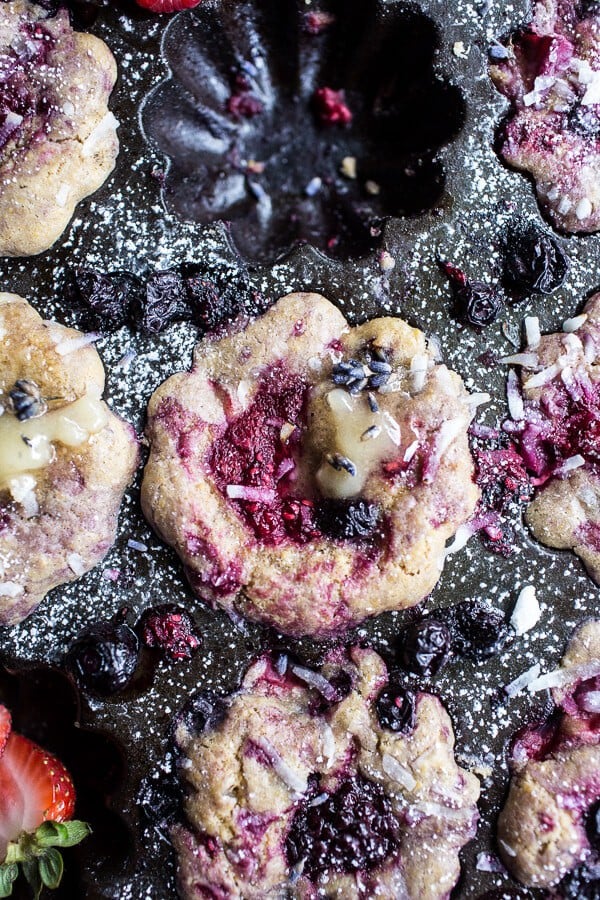 Baked Mixed Berry Coconut Cornbread Muffins | halfbakedharvest.com @hbharvest