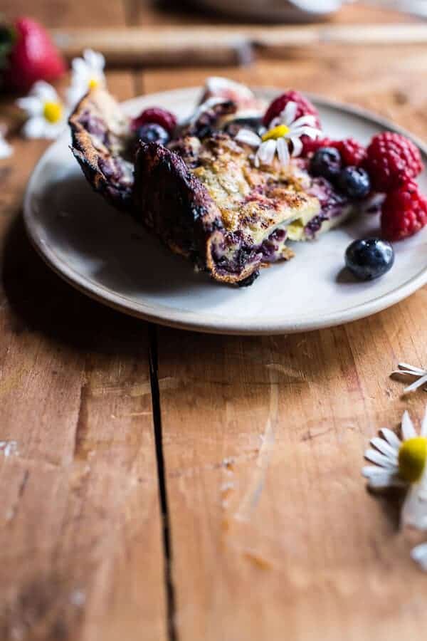 Blueberry Chamomile Dutch Baby with Honeycomb Ricotta | halfbakedharvest.com @hbharvest