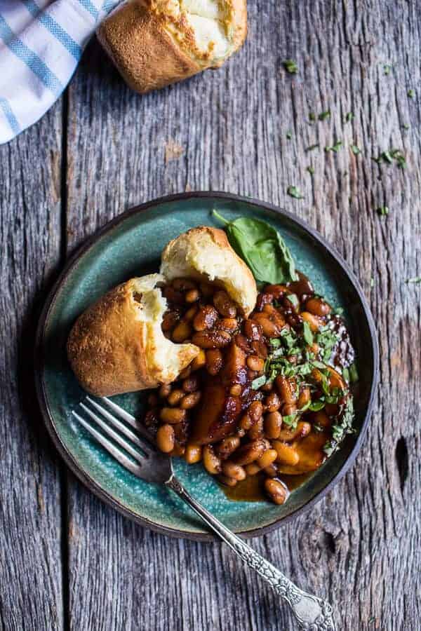 Bourbon Peach BBQ Baked Beans | halfbakedharvest.com @hbharvest