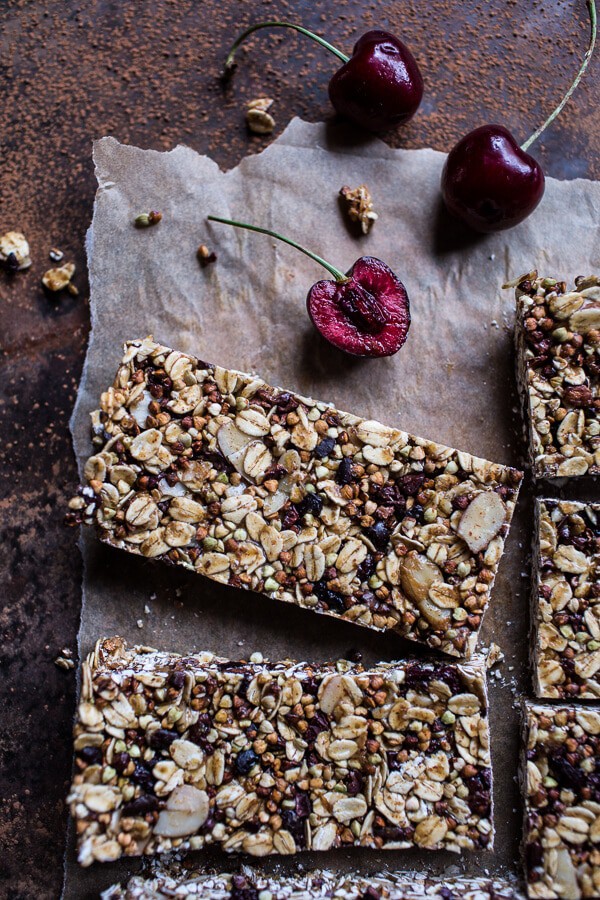 Chewy Cherry, Almond and Cacao Nib Granola Bars | halfbakedharvest.com @hbharvest