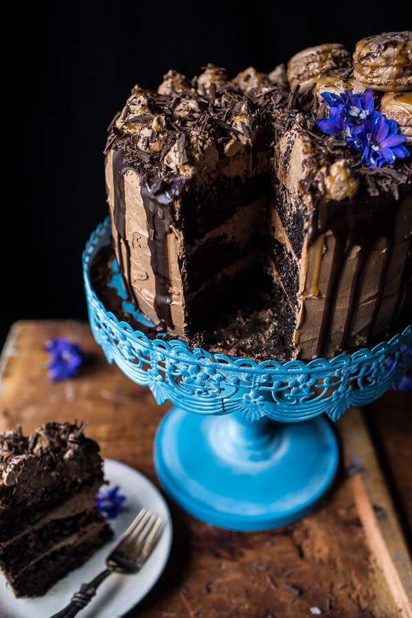 Chocolate Bourbon Caramel Macaron Cake| halfbakedharvest.com @hbharvest