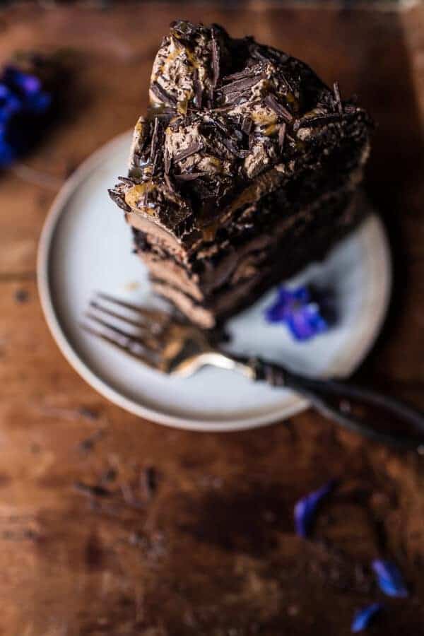 Chocolate Bourbon Caramel Macaron Cake| halfbakedharvest.com @hbharvest