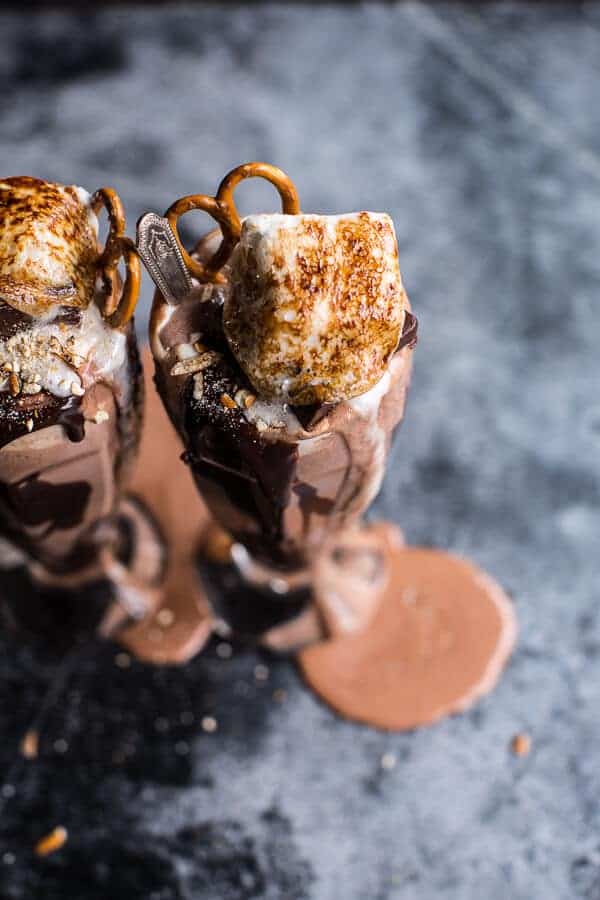 Salted Pretzel Nutella Fudge Milkshake with Malted Milk Whipped Cream | halfbakedharvest.com @hbharvest