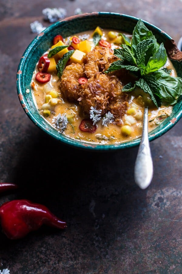 Thai Chile Corn Chowder with Coconut Fried Shrimp | halfbakedharvest.com @hbharvest
