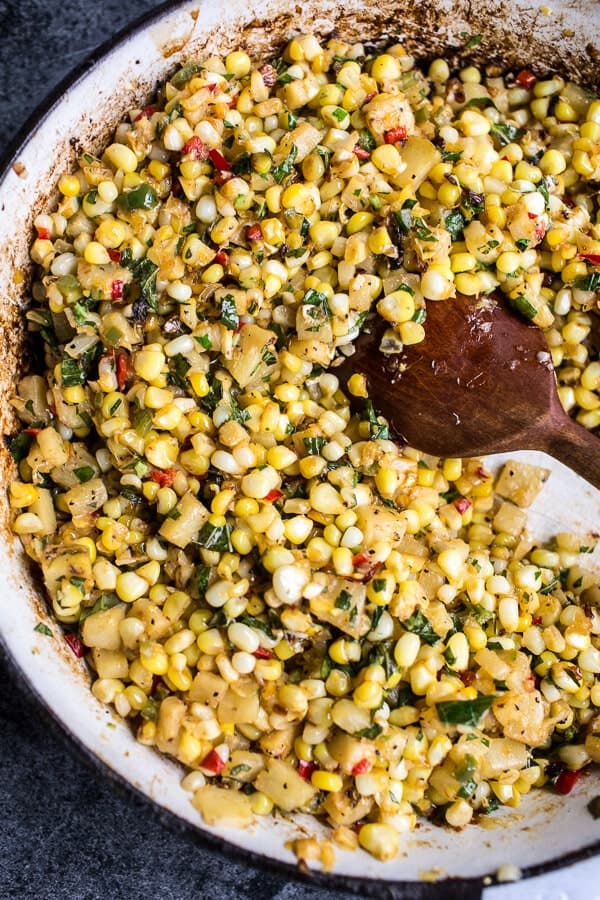 Cheesy Miso Caramelized Corn and Pineapple Chile Dip | halfbakedharvest.com @hbharvest